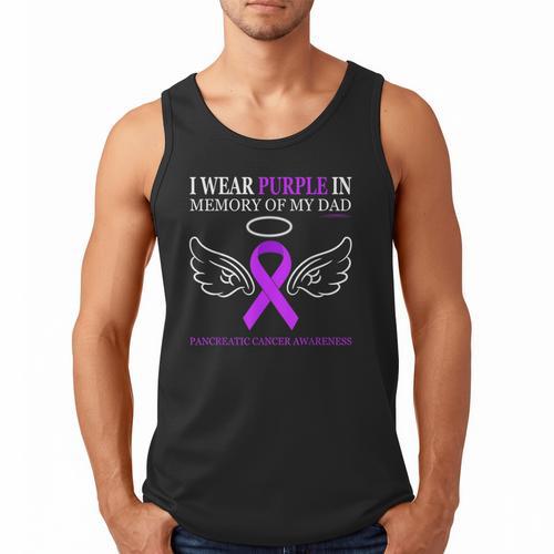 Pancreatic Cancer I Wear Purple In Memory Of My Dad Men Tank Top - Father's Day Fun
