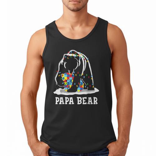 Papa Bear Autism Awareness Autism Matching Family Dad Men Tank Top - Father's Day Fun