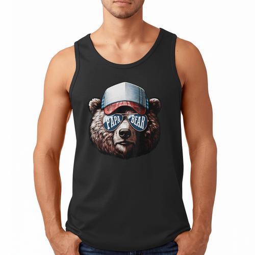 Papa Bear Face Cool Dad Style Retro Fathers Day Daddy Bear Men Tank Top - Father's Day Fun