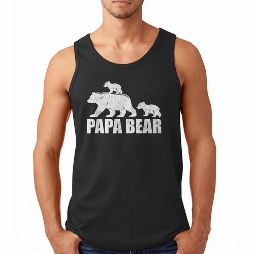 Papa Bear Two Cubs Shirt Daddy Bear Twin Tshirt Papa 2 Kids Men Tank Top - Father's Day Fun
