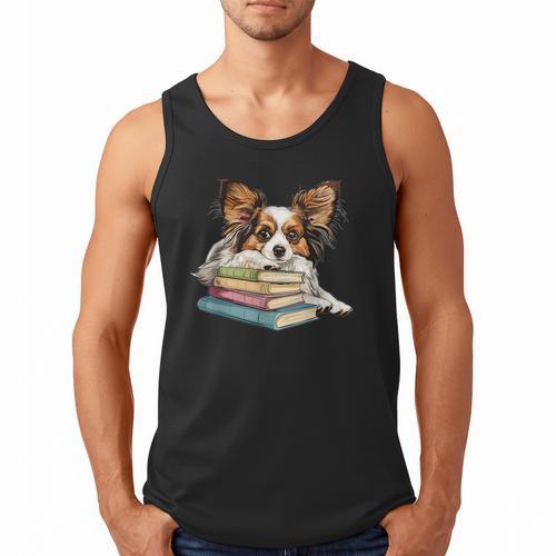Papillon Books Reading Dog Breed Graphic For Men Women Kids Men Tank Top - Bookorys