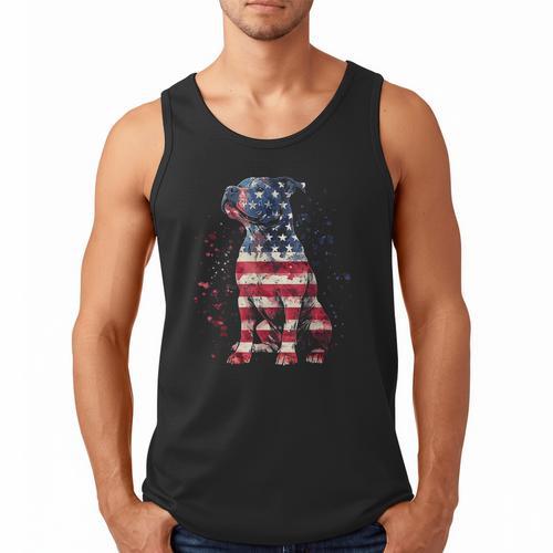 Patriotic Pitbull American Flag 4th Of July Dog Pitbull Dad Men Tank Top - Father's Day Fun
