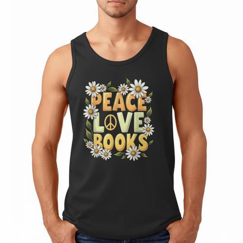 Peace Love Books Librarian Teacher Life Book Library Men Tank Top - Bookorys