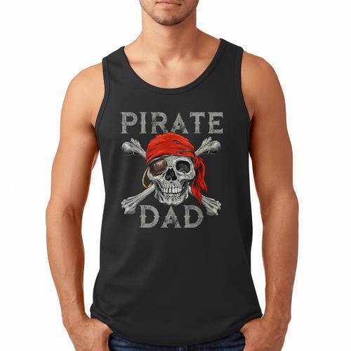 Pirate Dad Shirt Jolly Roger Crossbones Skull Halloween Men Tank Top - Father's Day Fun