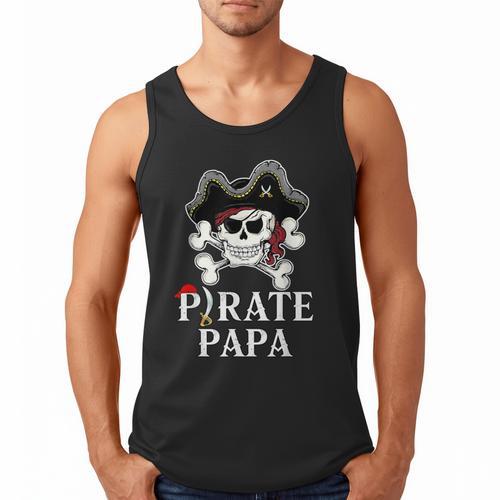 Pirate Papa Costume Jolly Roger Crossbones Pirate Dad Men Tank Top - Father's Day Fun