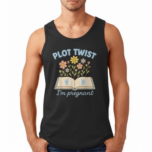 Plot Twist I'm Pregnant Literary Pregnancy Announcement Book Men Tank Top - Bookorys DE