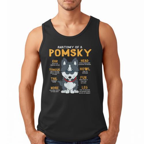 Pomsky Anatomy Dog Mom Dad Men Tank Top - Father's Day Fun