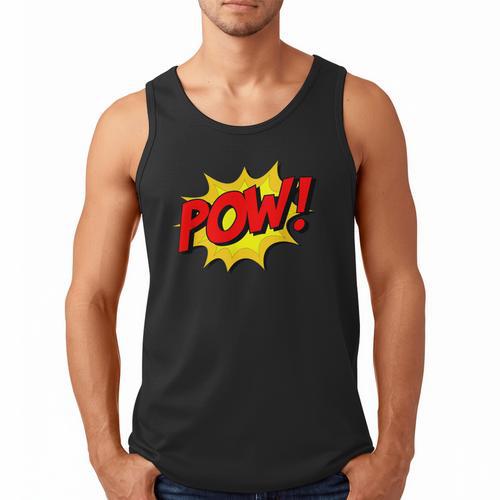 POW -Adults Kids Comic Book Cartoon Pop Art Novelty Sarcastic Men Tank Top - Bookorys