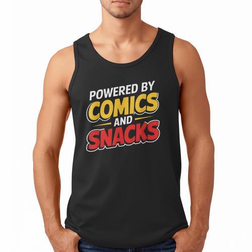 Powered By Comics And Snacks Comic Book Lover Men Tank Top - Bookorys
