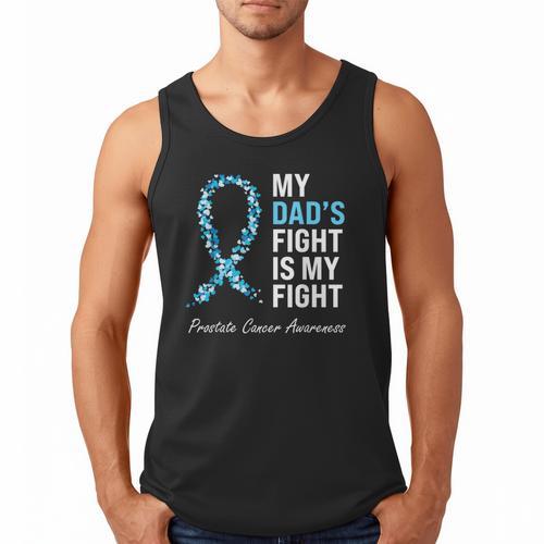 Prostate Cancer Awareness Light Blue Ribbon Dad Survivor Men Tank Top - Father's Day Fun