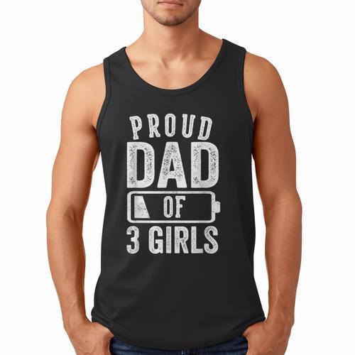 Proud Dad Of 3 Girls Daddy Of Three Daughters Men Tank Top - Father's Day Fun
