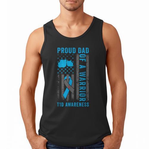 Proud Dad Of A T1D Warrior Type 1 Diabetes Awareness Men Tank Top - Father's Day Fun