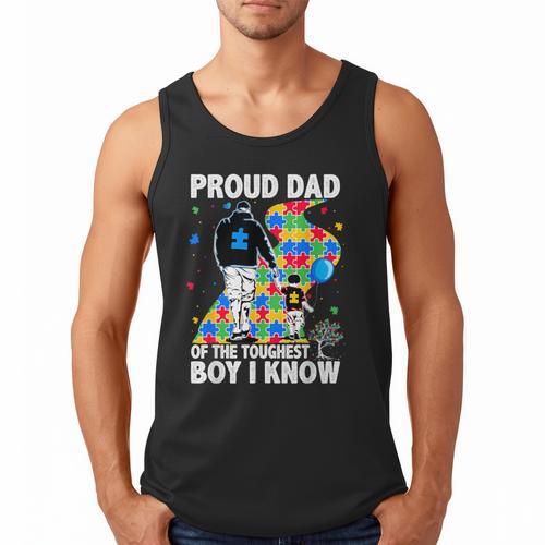 Proud Dad Of The Toughest Boy Autism Awareness Father Autism Men Tank Top - Father's Day Fun