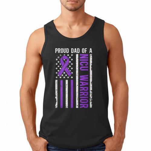 Proud NICU Dad Of NICU Warrior Micro Preemie Baby Father Men Tank Top - Father's Day Fun