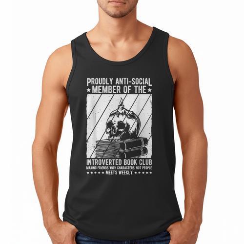 PROUDLY ANTI-SOCIAL MEMBER OF THE Introverted Book Club Men Tank Top - Bookorys DE