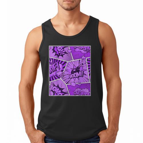 Purple Comic Book Purple Color Graphic Men Tank Top - Bookorys DE