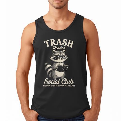 Raccoon Bookworm Readers Library Smut Reader Spicy Book Romance Rash Reader Social Club Men Tank Top - Bookorys CA