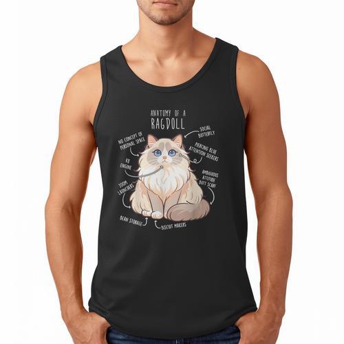 Ragdoll Cat Anatomy Cute Pet Mom Dad Cream Bicolor Men Tank Top - Father's Day Fun