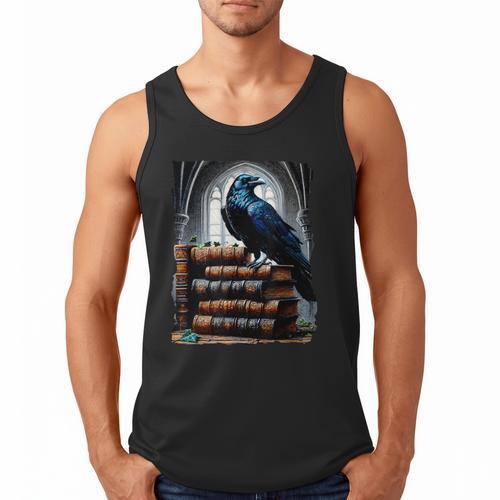Raven On A Stack Of Books Wisdom Of Odin Men Tank Top - Bookorys AU