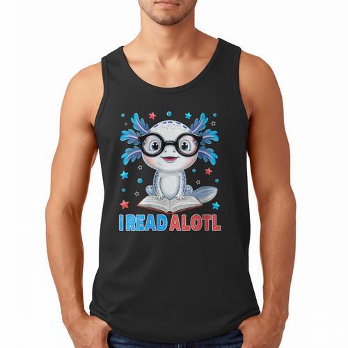 I Read Alotl Cute Axolotl Reading Book Lover Men Tank Top - Bookorys