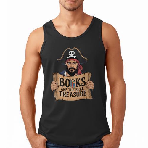 Read Book Reader Library Reading Librarian Pirate Bookworm Men Tank Top - Bookorys AU