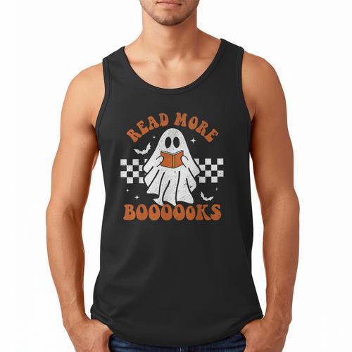 Read More Books Cute Ghost Reading Book Teacher Halloween Men Tank Top - Bookorys
