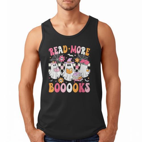 Read More Books Ghosts Reading Book Teacher Halloween Men Tank Top - Bookorys