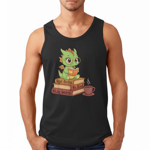 Read Books Be Kind Stay Weird Reading Bookworm Reader Men Tank Top - Bookorys