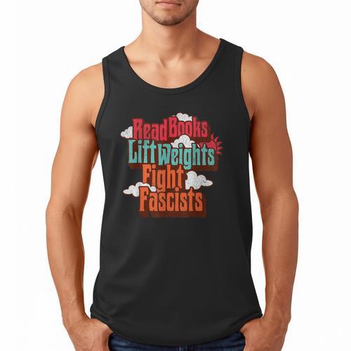 Read Books Lift Weights Fight Fascists Reading No Kings Men Tank Top - Bookorys DE