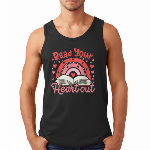 Read Your Heart Out Book Valentines Day Reading Teacher Men Tank Top - Bookorys AU