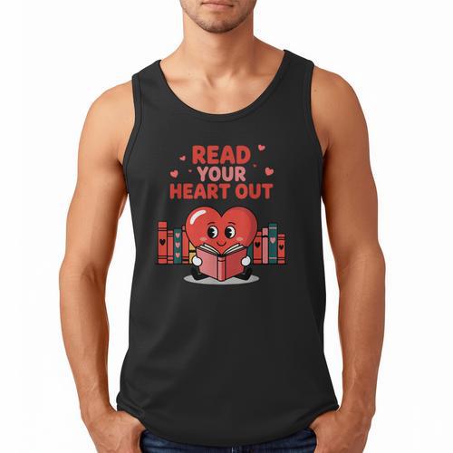 Read Your Heart Out Shirt Valentine Teacher Bookworm Lover Men Tank Top - Bookorys