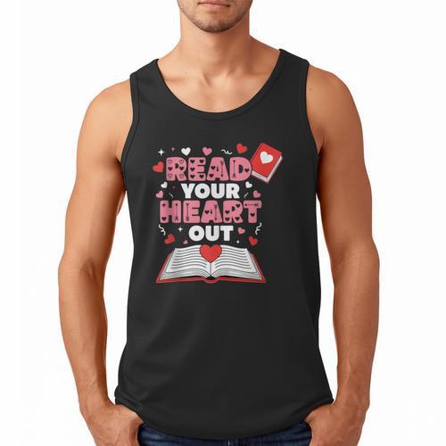 Read Your Heart Out Valentines Day Reading Book Kids Teacher Men Tank Top - Bookorys