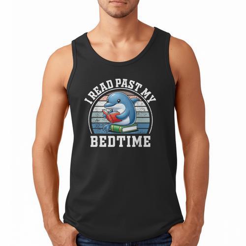 I Read Past My Bedtime Reading Dolphin Book Lover Men Tank Top - Bookorys