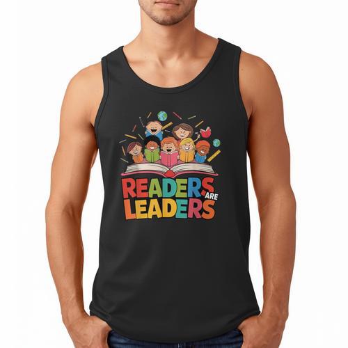 Readers Are Leaders Motivational Reading Book Quote Men Tank Top - Bookorys