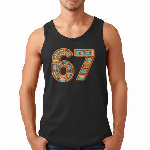 Reading 67 Six Seven Meme Teacher Book Lover Bookshelf Men Tank Top - Bookorys