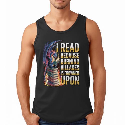 Reading Bookish Dragon Fantasy Men Tank Top - Bookorys