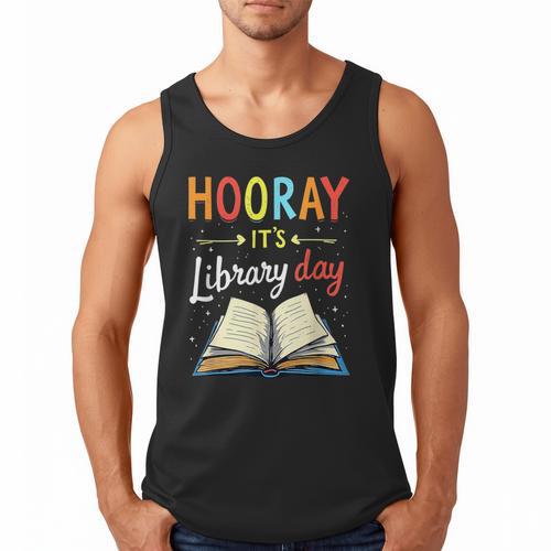 Reading Books Bibliophile Hooray It's Library Day Men Tank Top - Bookorys