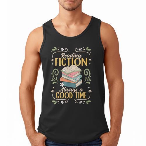 Reading Fiction Always A Good Time Book Reading Bookworm Men Tank Top - Bookorys CA