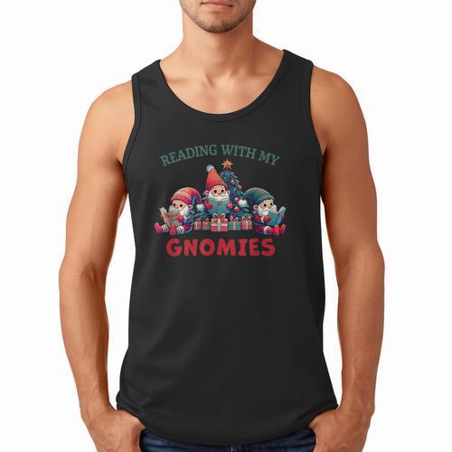 Reading With My Gnomies Reading Book Christmas Men Tank Top - Bookorys