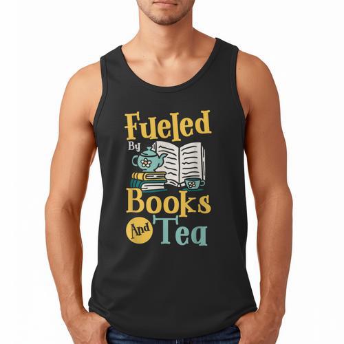 Reading Hobby Bookshelves Library Fueled By Books And Tea Men Tank Top - Bookorys