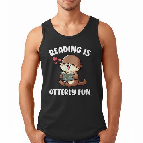 Reading Is Otterly Fun Otter Bookworm Book Lover Librarian Men Tank Top - Bookorys