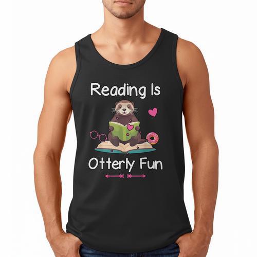 Reading Is Otterly Fun Sea Otter Book Loving Librarian Men Tank Top - Bookorys CA