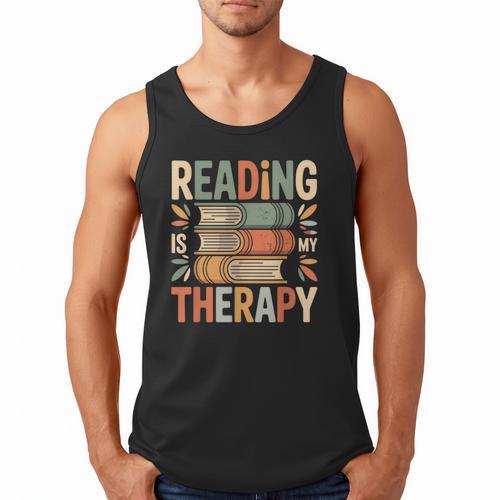 Reading Is My Therapy Book Lover Men Tank Top - Bookorys