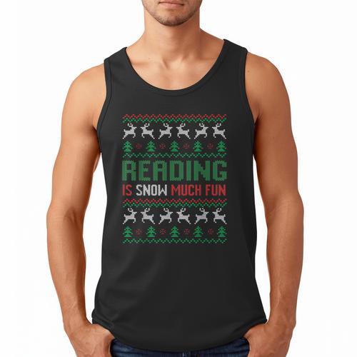 Reading Is Snow Much Fun Winter Bookworm Reading Book Lovers Men Tank Top - Bookorys