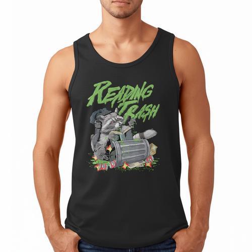 Reading Trash Racoon Bookworm Bookish Librarian Book Lover Men Tank Top - Bookorys CA