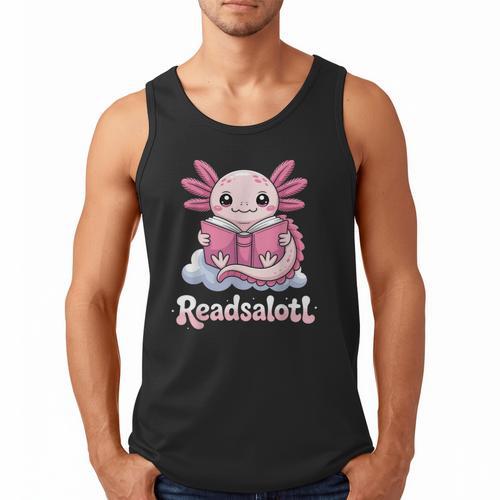 Readsalotl Axolotl Reading Cute Book Lover Bookworm Men Tank Top - Bookorys