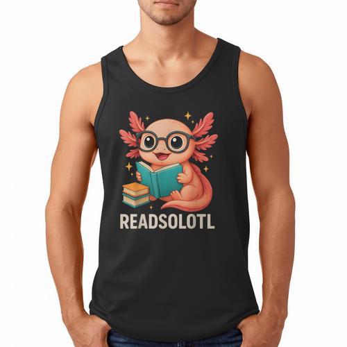 Readsolotl Kawaii Axolotl Reading Book Lover Men Tank Top - Bookorys CA