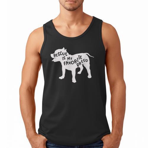 Rescue Is My Favorite Breed T Shirt Pitbull Mam Dad Shirt Men Tank Top - Father's Day Fun