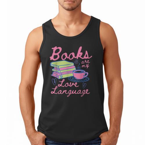 Retro Books Are My Love Language Valentine Book Lovers Men Tank Top - Bookorys CA