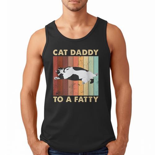 Retro Fat Chonk Dad Tee Cat Daddy To A Fatty Men Tank Top - Father's Day Fun